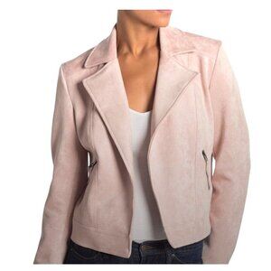 Philosophy Faux Leather Moto Jacket Blush Pink Women's Size Large Pastel Boho